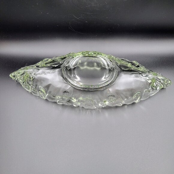 Jeanette Glass Gondola Bowl Fruit Compote Vintage Clear Oblong Console Read - Picture 4 of 10
